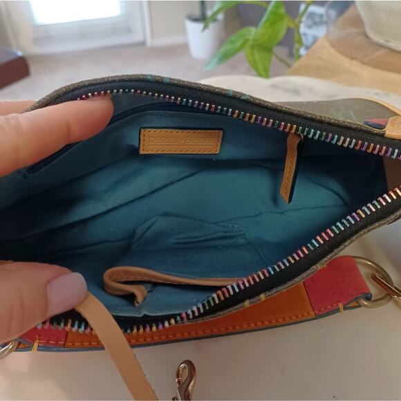 VTG Dooney & Bourke Gray Multicolor Logo Baguette Bag Y2K Barbie - Picture 12 of 16